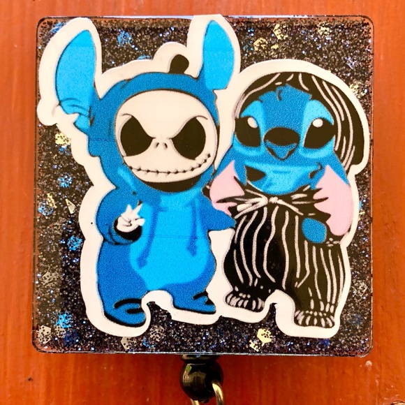 Stitch and Jack Skellington Halloween Badge Reel - Picture 1 of 4